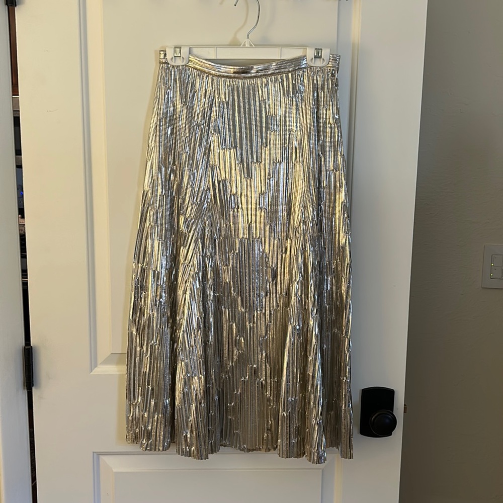 Maeve, size 2, worn once, silver sparkly, midi skirt